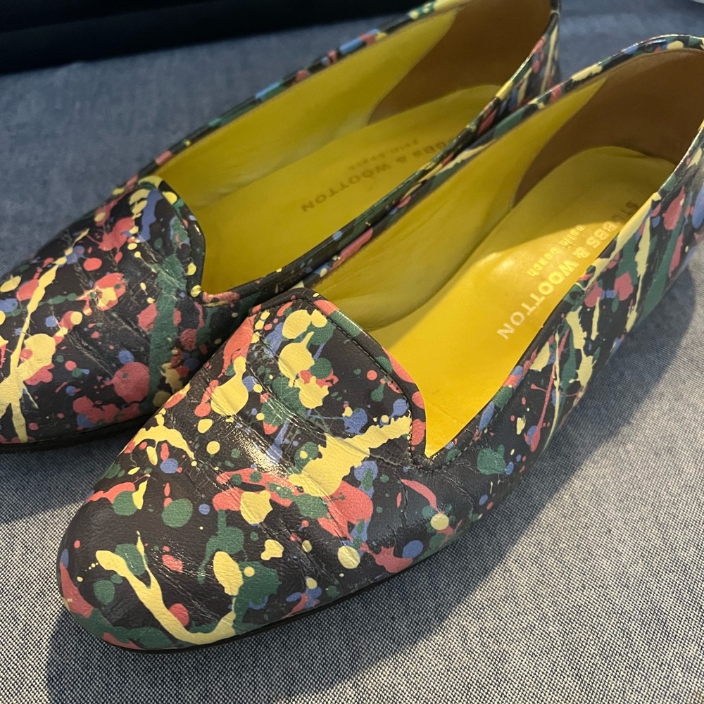 Stubbs & Wootton Women’s Leather Flat 9M Paint Splatter